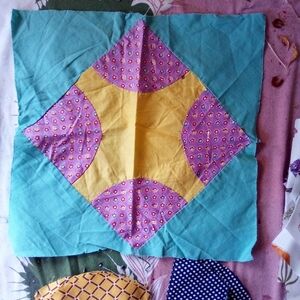 Mid-century Quilt Block w 100 pc Block Pieces 100% Cotton